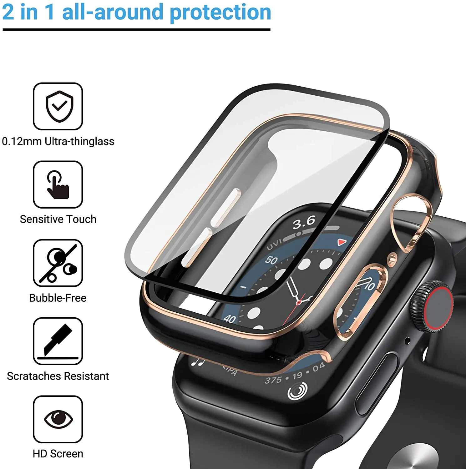 Стекло и крышка для apple watch 9 8 7 6 se 3 4 5 - Фотография_3