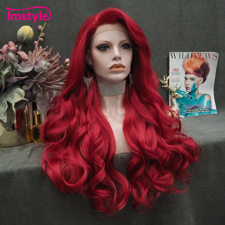 Imstyle красный парик длинный синтетический - Фотография_4