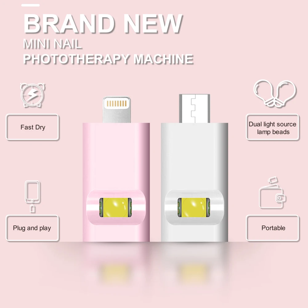 Портативная гелевая лампа для ногтей lightning или type-c uva - Фотография_6