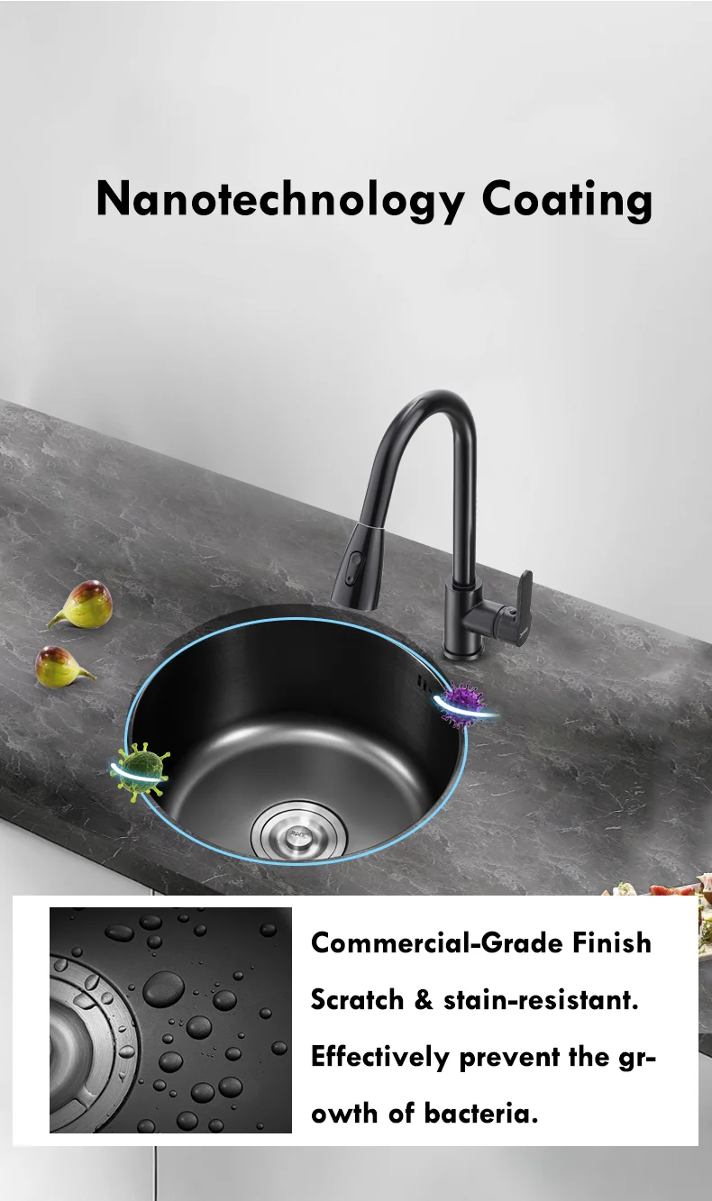 Круглая раковина кухонная раковина из нержавеющей стали - Фотография_5