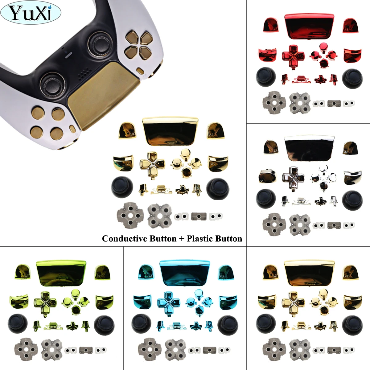 Yuxi 5 цветов, хромированные кнопки триггера l1 r1 l2 r2