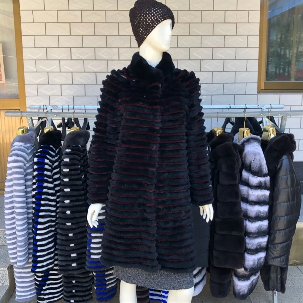 Rex rabbit fur fox fur coats женские - Фотография_5