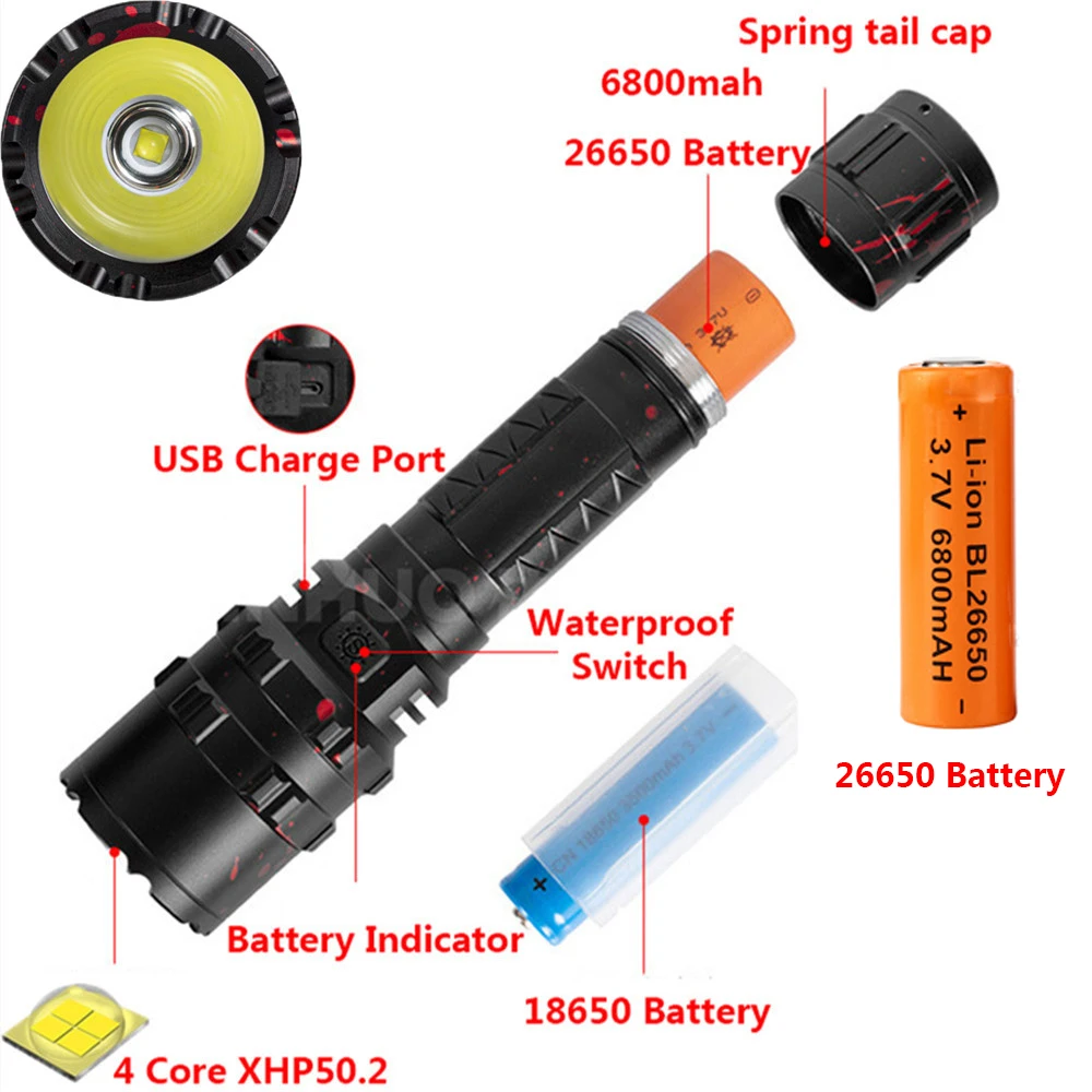 Светодиодный фонарик высокой мощности xhp50.2 xlamp l2 - Фотография_3