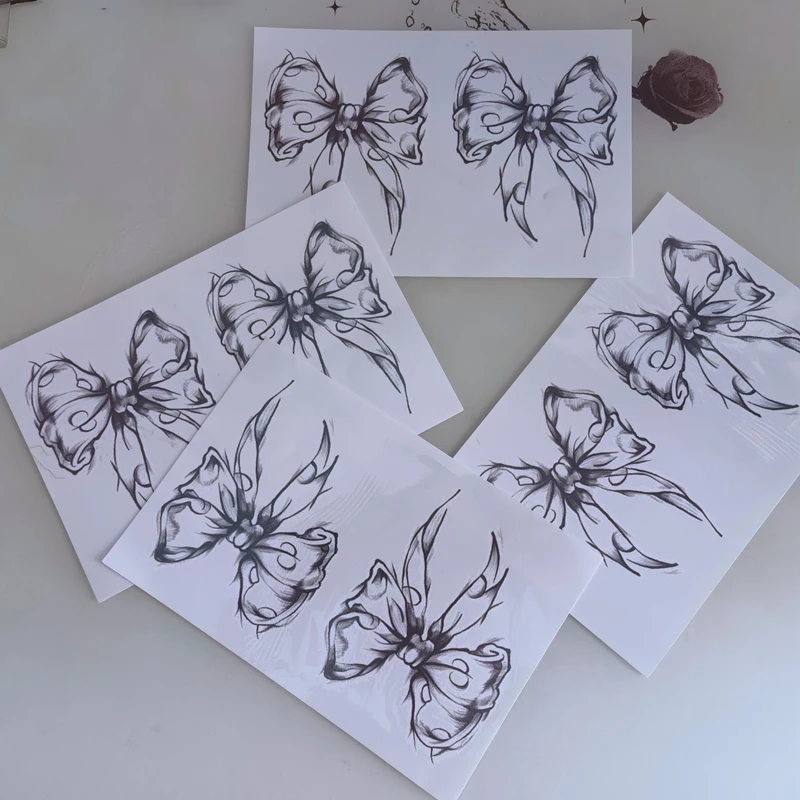 Новинка 2021, наклейки из искусственной татуировки с темным бантом - Фотография_4