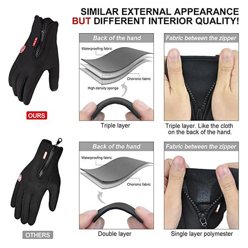 Теплые зимние перчатки для мужчин и женщин - Фотография_3