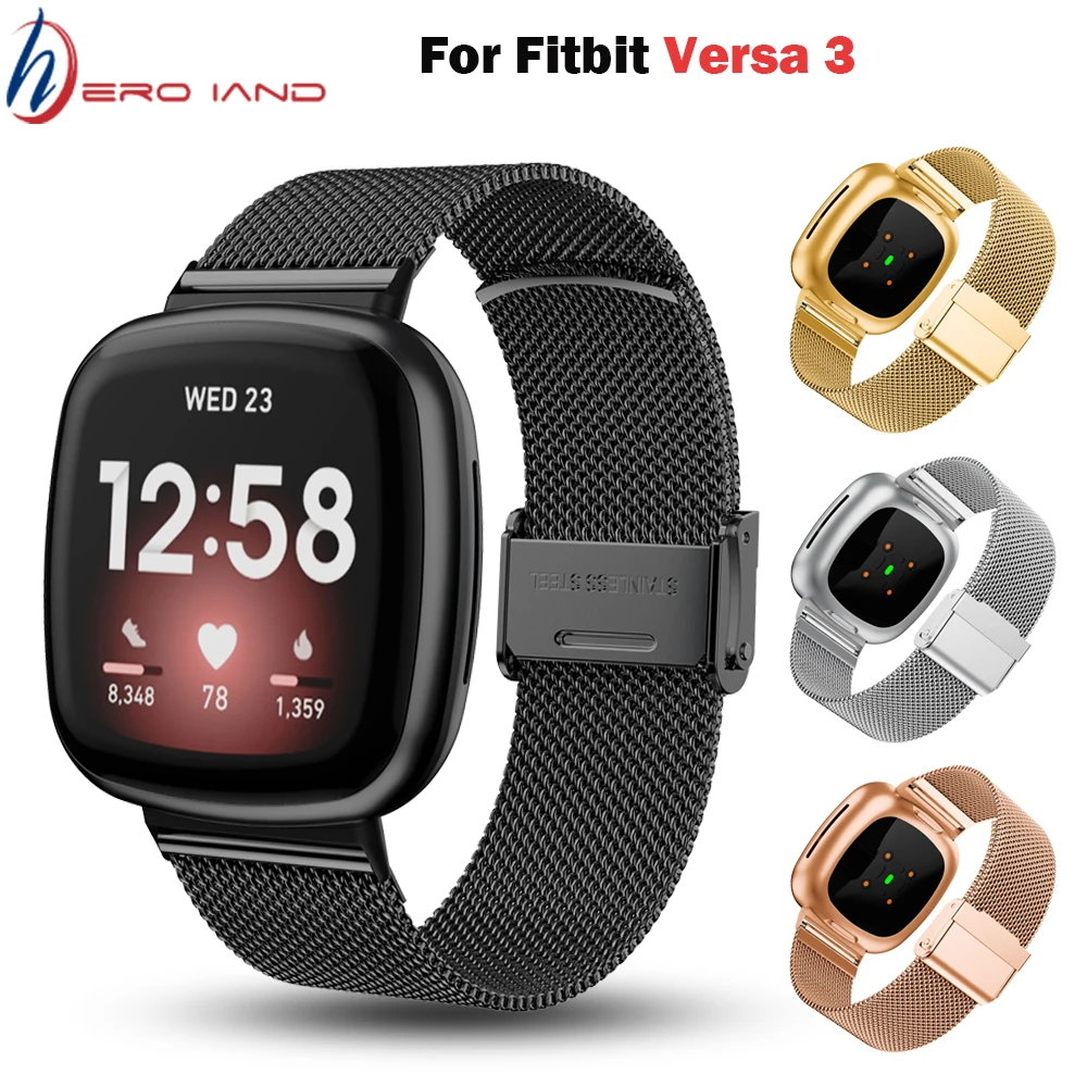 Металлический браслет из нержавеющей стали для fitbit versa 3