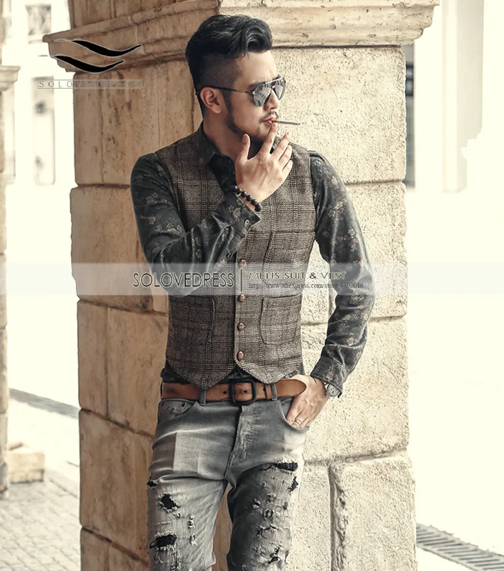 Серебристый новый клетчатый костюм - Фотография_3