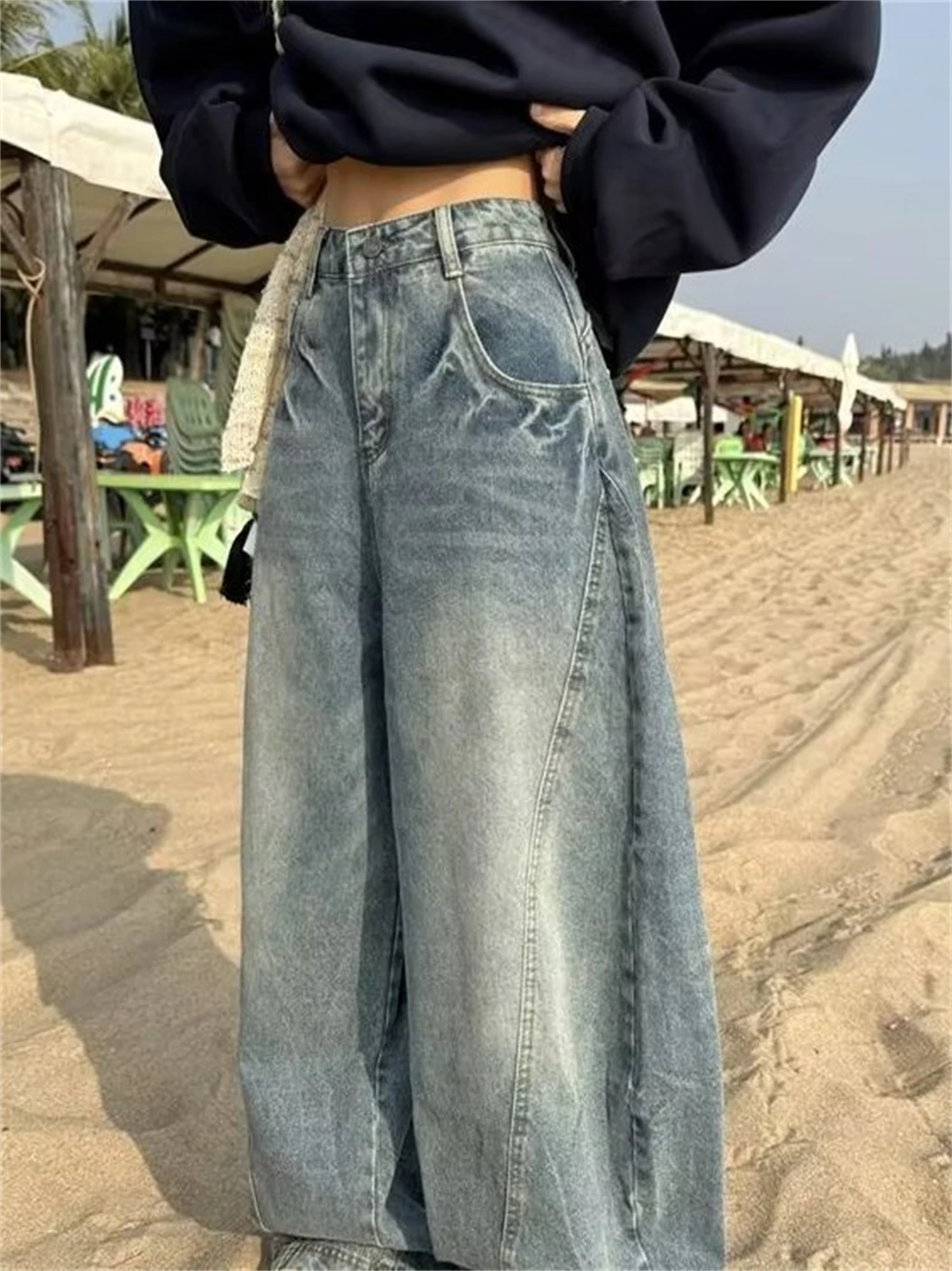 Y2k женские светло-голубые винтажные - Фотография_5