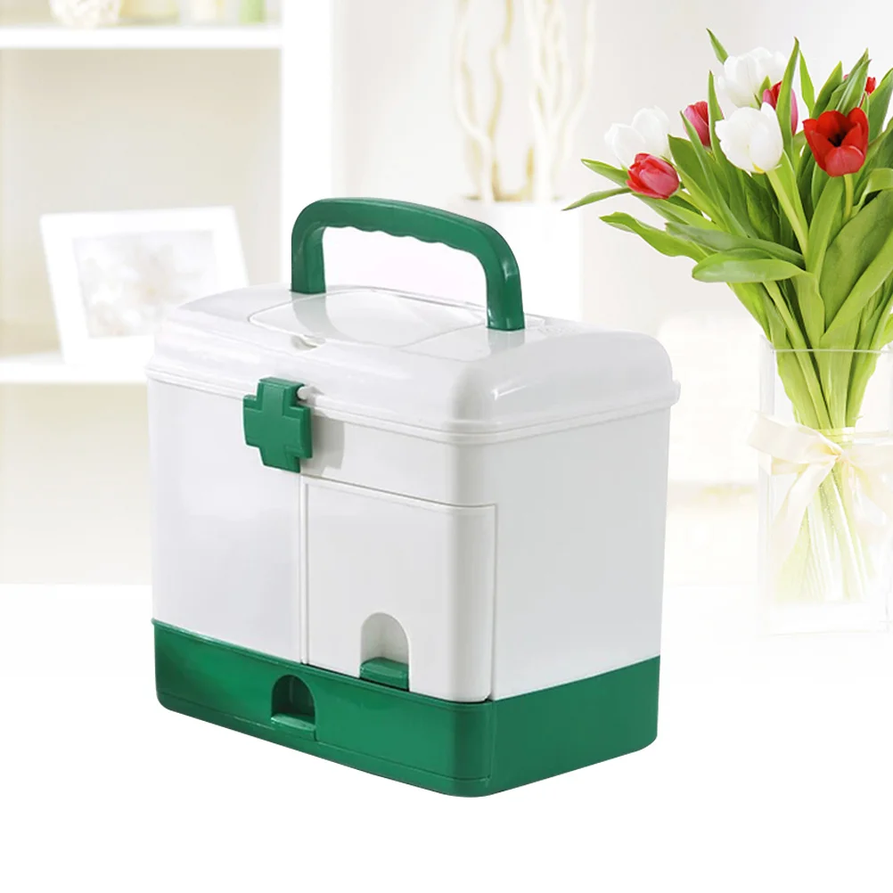 Пластиковый зеленый многослойный медицинский аптечка - Фотография_6