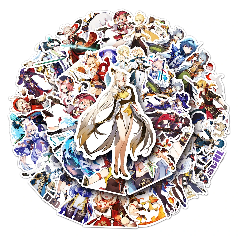 Ударопрочные наклейки геншин мультяшное украшение - Фотография_5