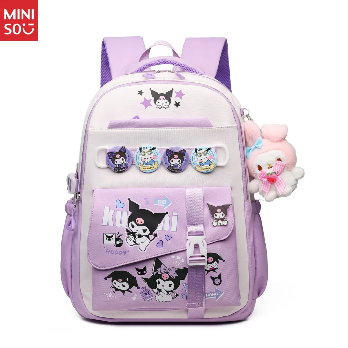 Школьный рюкзак miniso kuromi |   сумка большой вместимости для девочек - Фотография_5