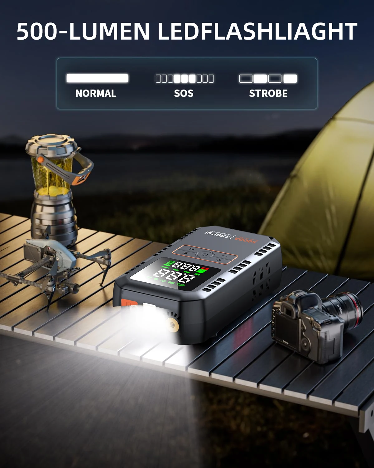 Автомобильный стартер 4-в-1 с воздушным компрессором peak 5000a - Фотография_6