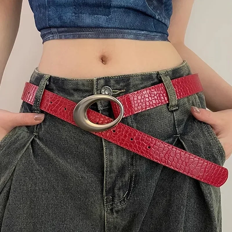 Винтажный американский ремень с крокодиловыми линиями для женщин и мужчин - Фотография_3