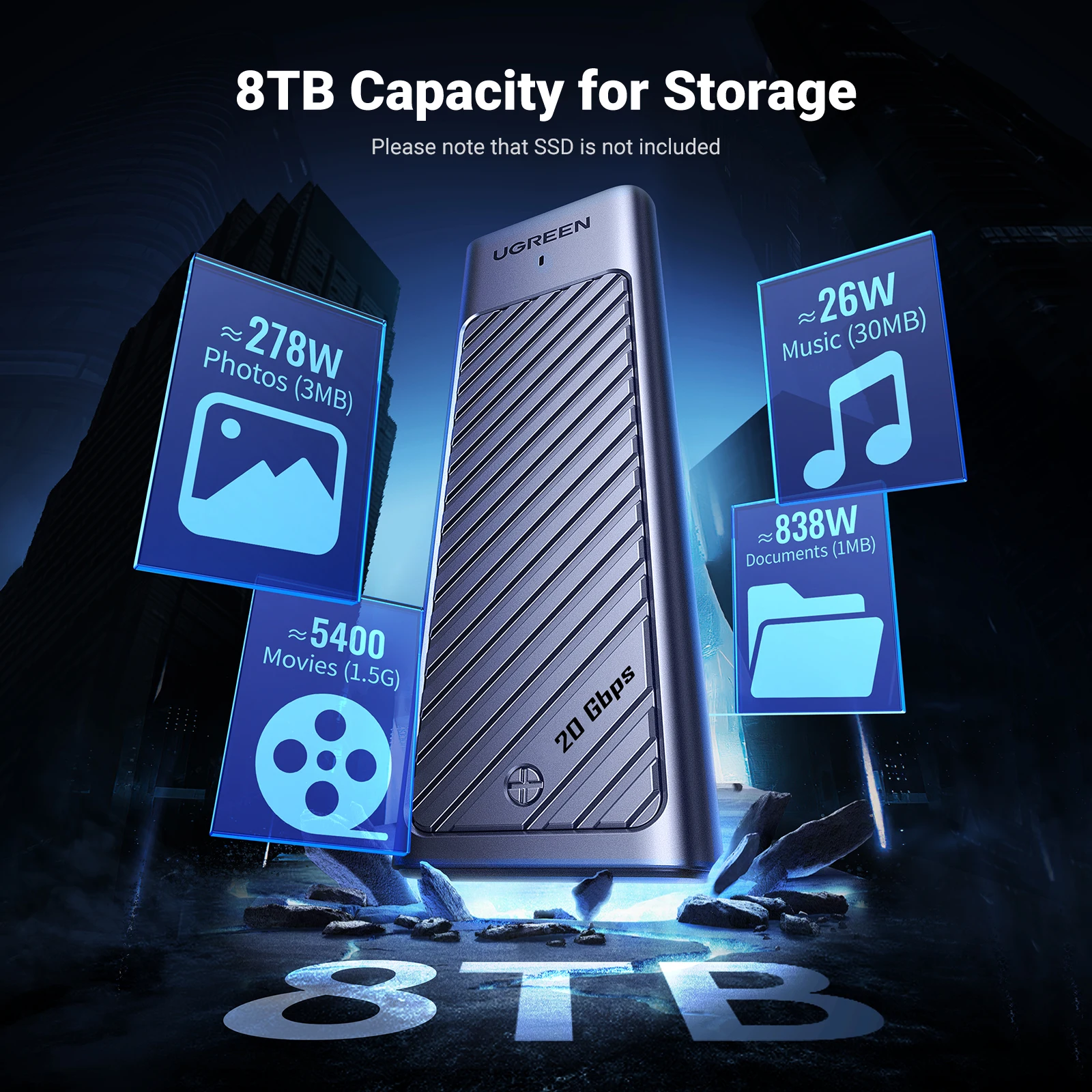 Ugreen m.2 nvme sata ssd адаптер корпуса 10 гбит/с usb 3 - Фотография_6