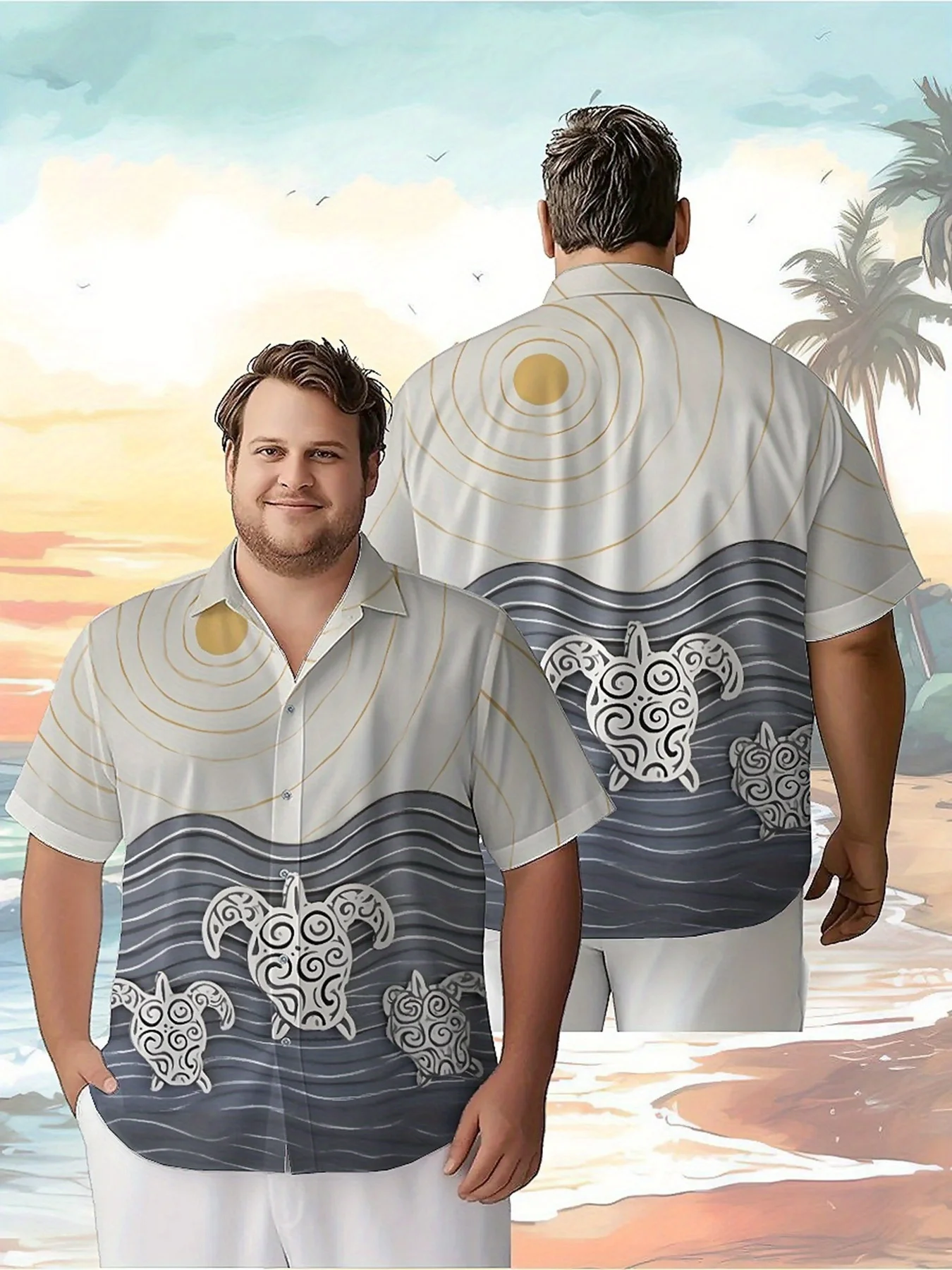 Мужские гавайские рубашки больших размеров с рисунком морских черепах
