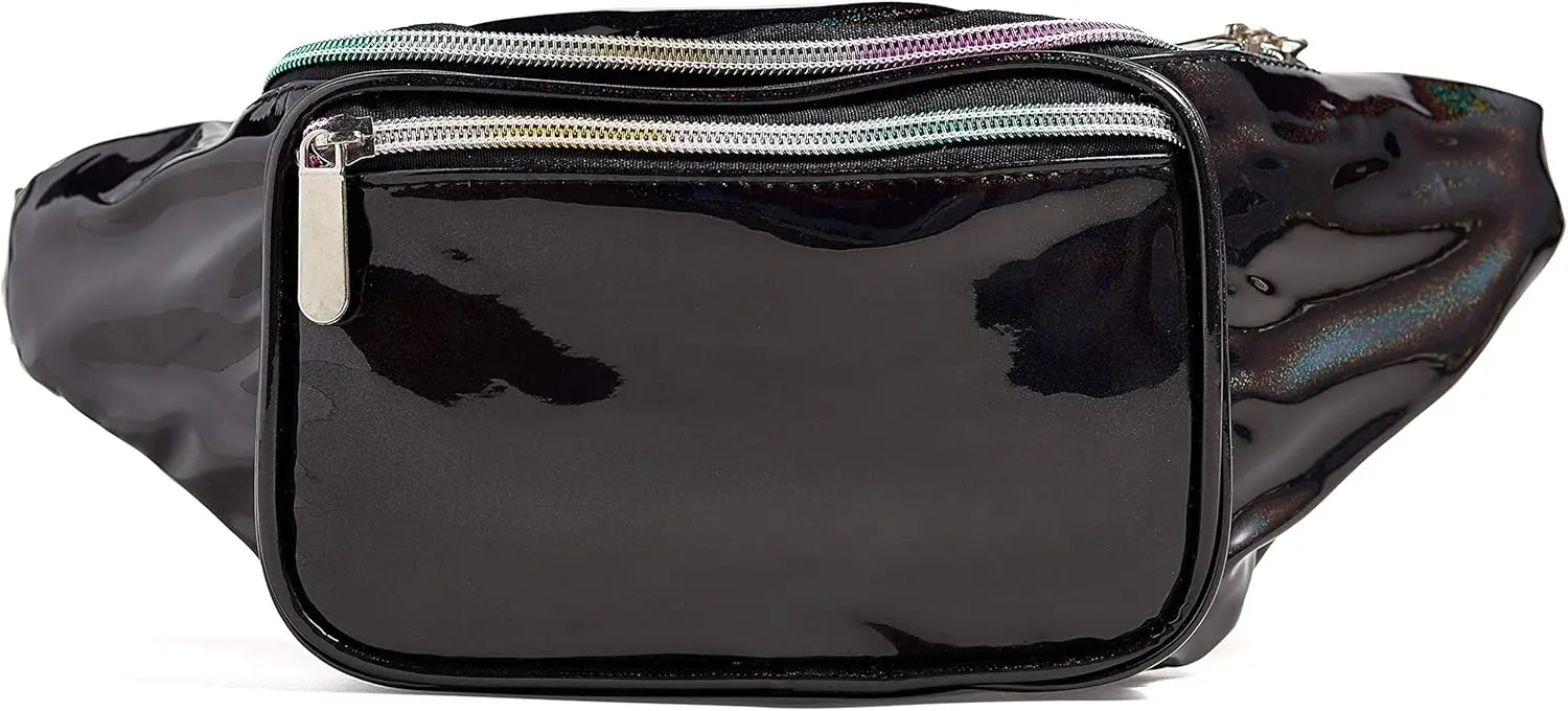 Голографическая блестящая черная поясная сумка rave для женщин - Фотография_2
