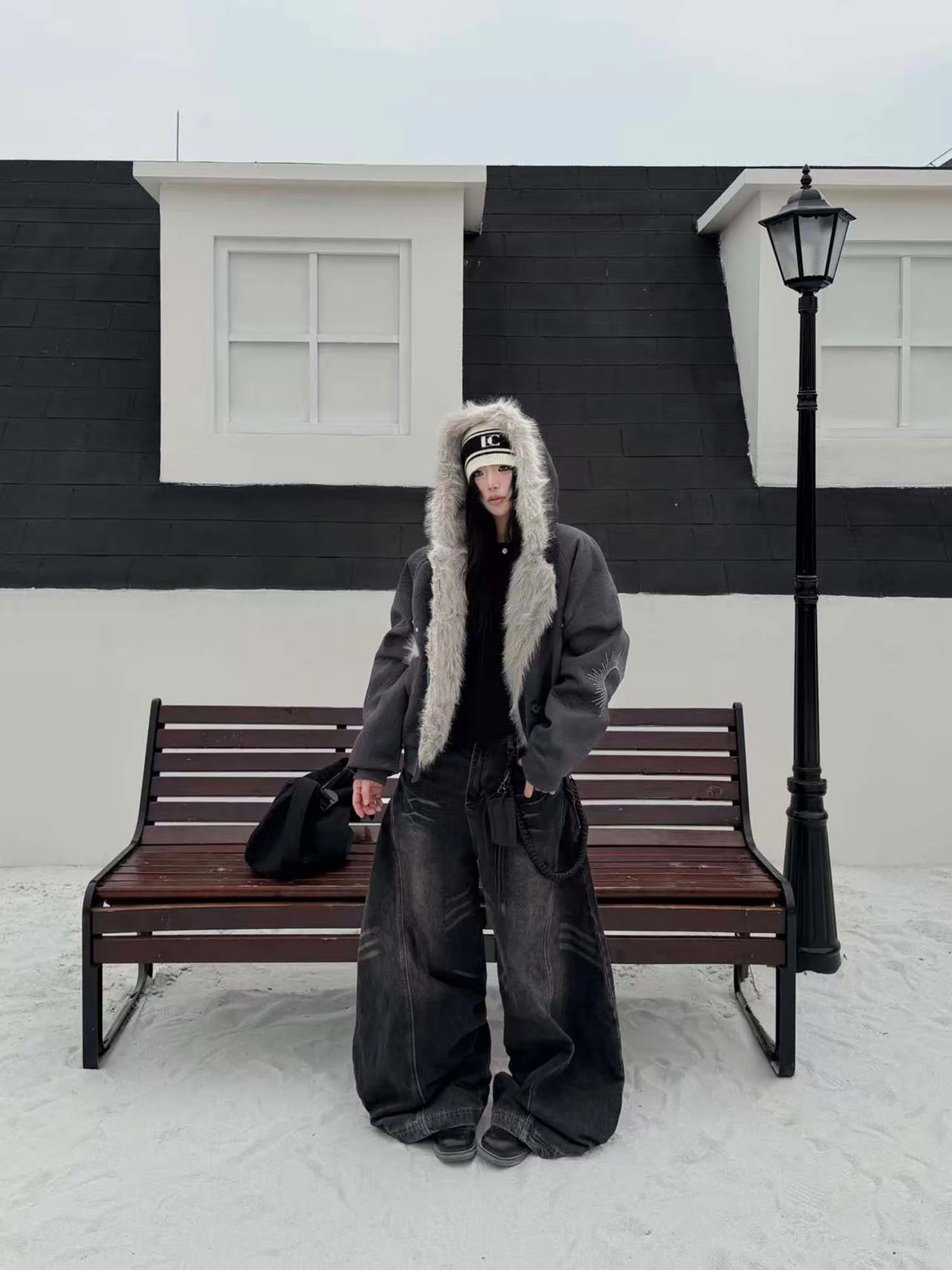 Зимняя новая американская ретро модная теплая куртка из утолщенного флиса - Фотография_2