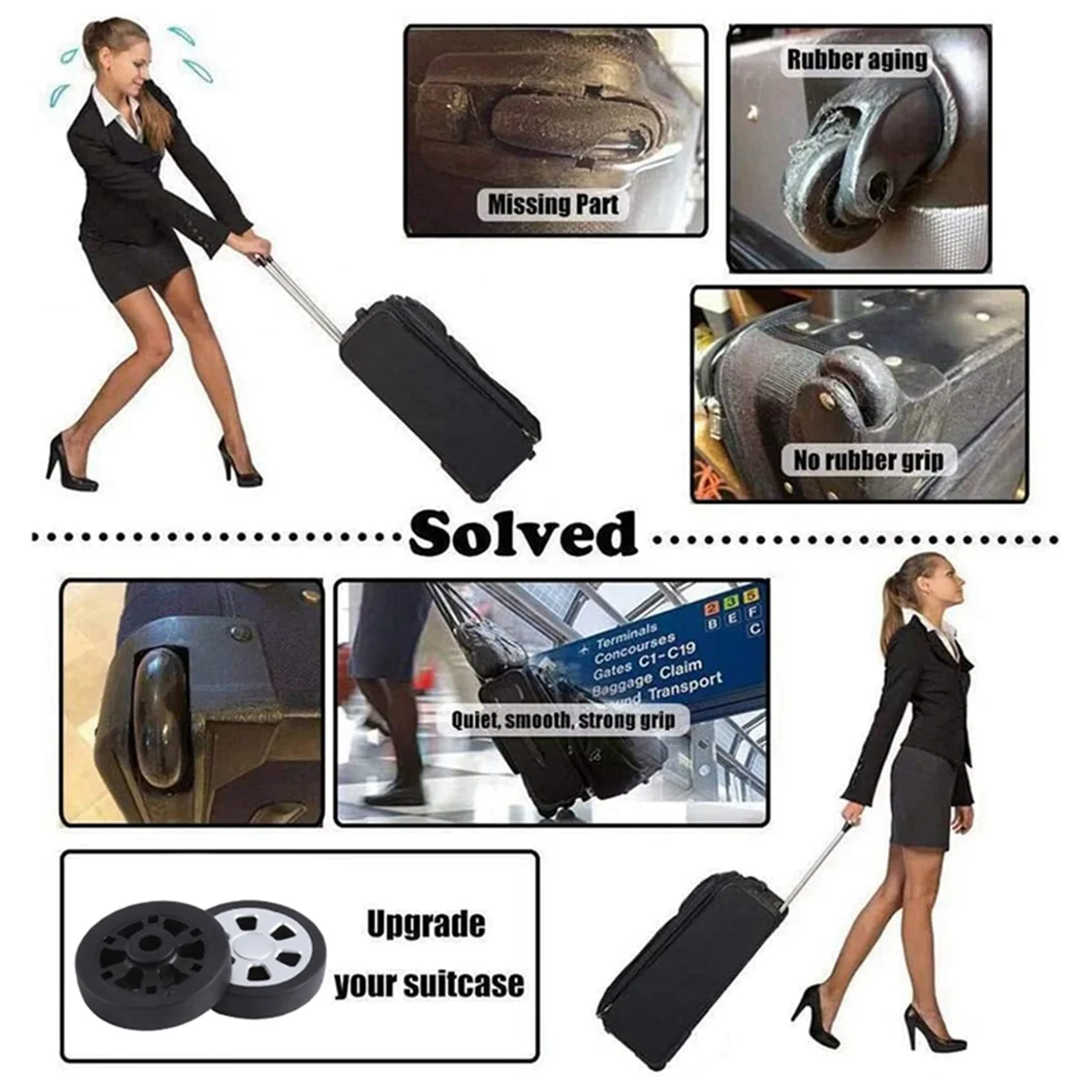 Abqr 55x12 мм, набор из 2 сменных колес для чемодана с колесами для багажа - Фотография_6