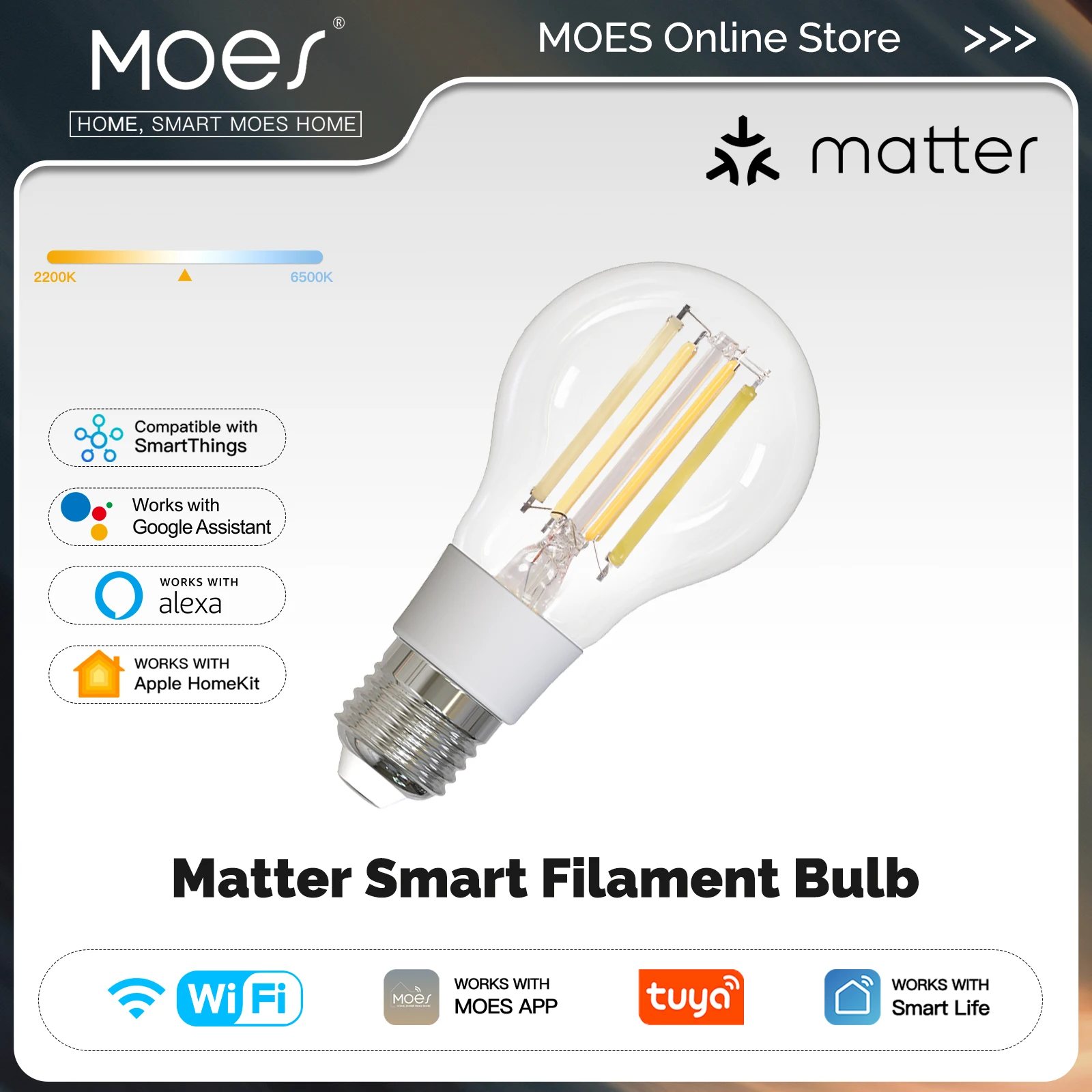 Moes tuya matter умная лампа накаливания