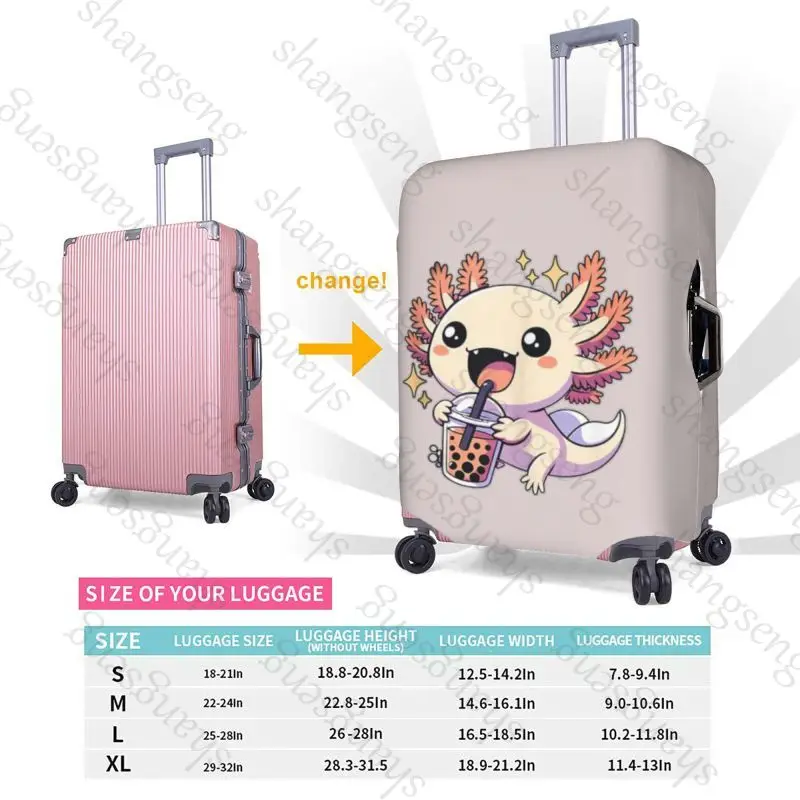 Защитный чехол для чемодана kawaii cartoon axolotl fish travel - Фотография_4
