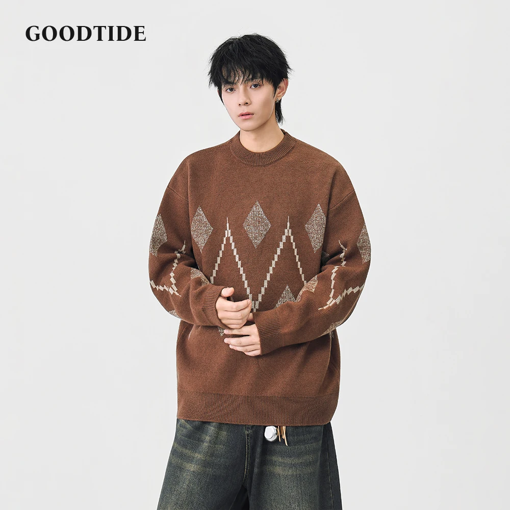 Модный мужской повседневный свитер с круглым вырезом - Фотография_3