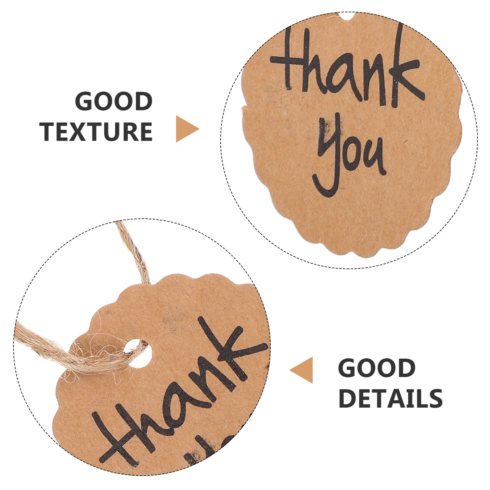 Коричневые бирки из крафт-бумаги с круглыми зубчатыми краями - Фотография_2