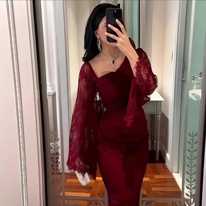 Сексуальное элегантное вечернее платье полной длины с высоким разрезом - Фотография_3