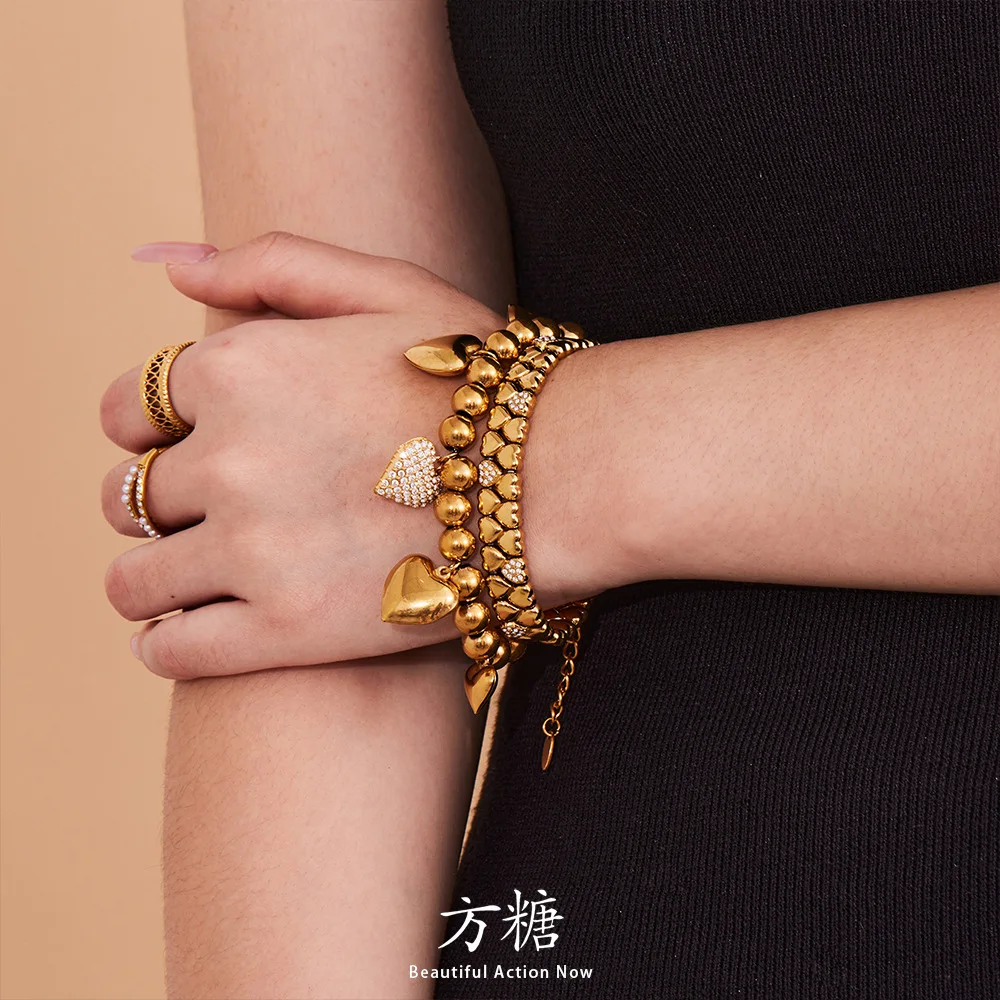 Модный винтажный браслет в форме сердца с бриллиантами - Фотография_2