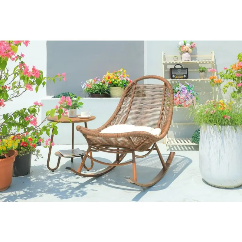 Кресло-качалка для отдыха с веревочным плетением - Фотография_6