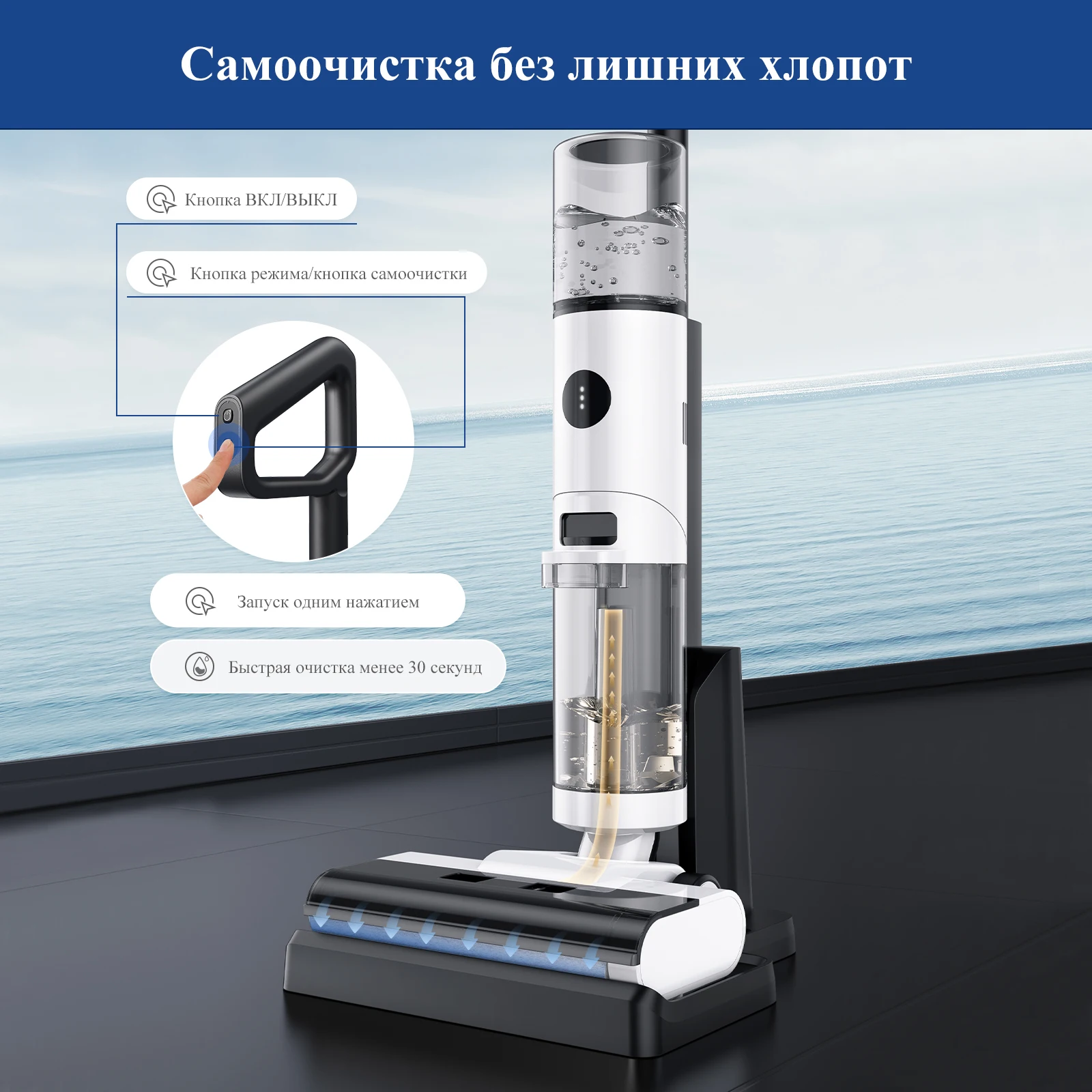 Моющий беспроводной пылесос jonr ed12 9000 па сухая влажная и уборка - Фотография_5