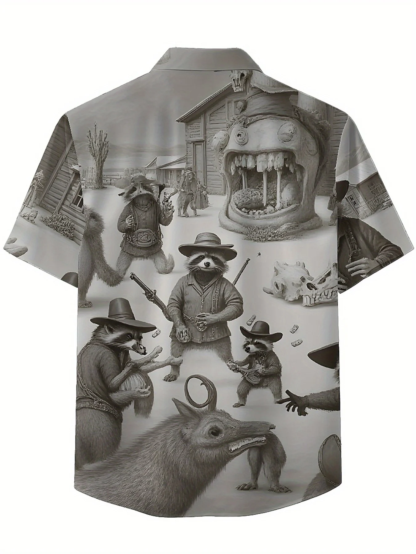 Мужские гавайские рубашки больших размеров с рисунком енота - Фотография_3