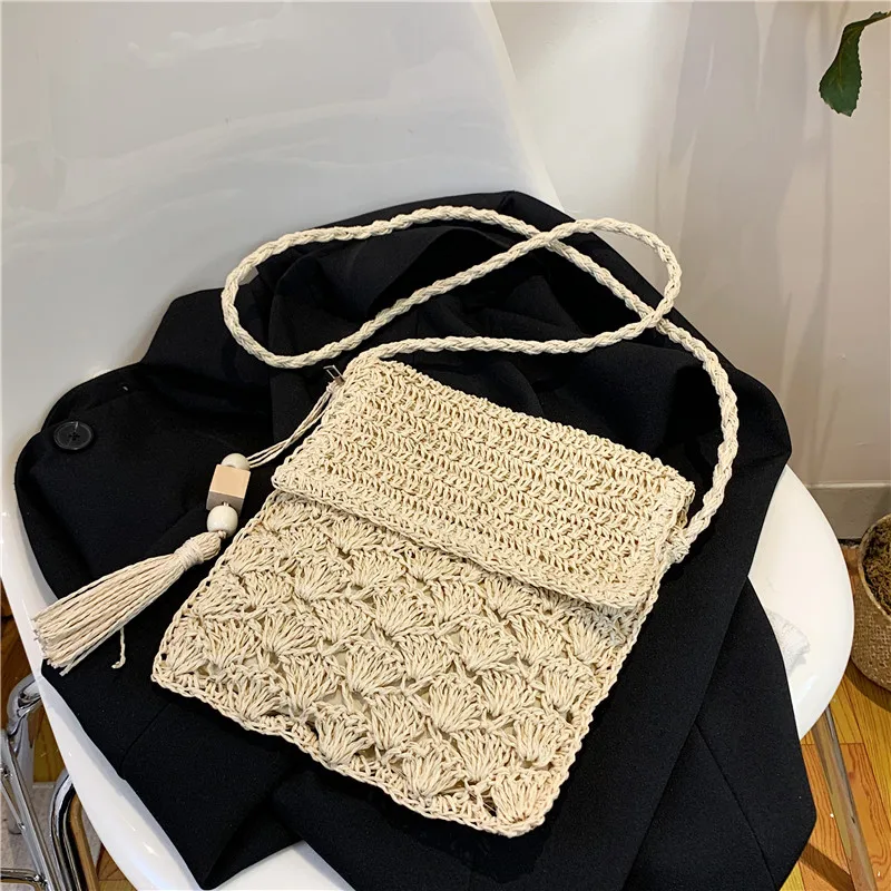 Простые соломенные сумки через плечо для женщин - Фотография_2