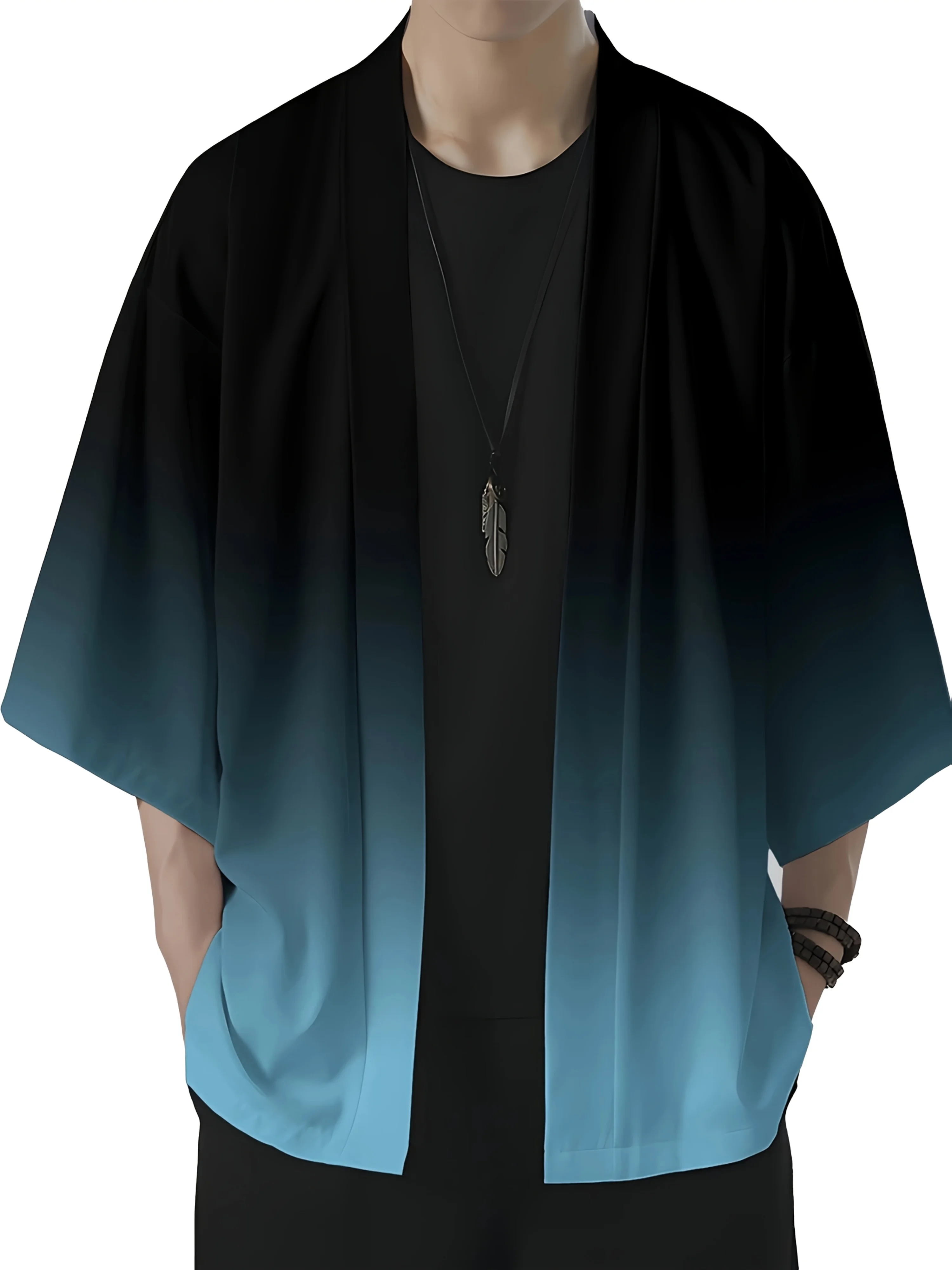 Мужское модное кимоно свободного покроя с градиентным принтом