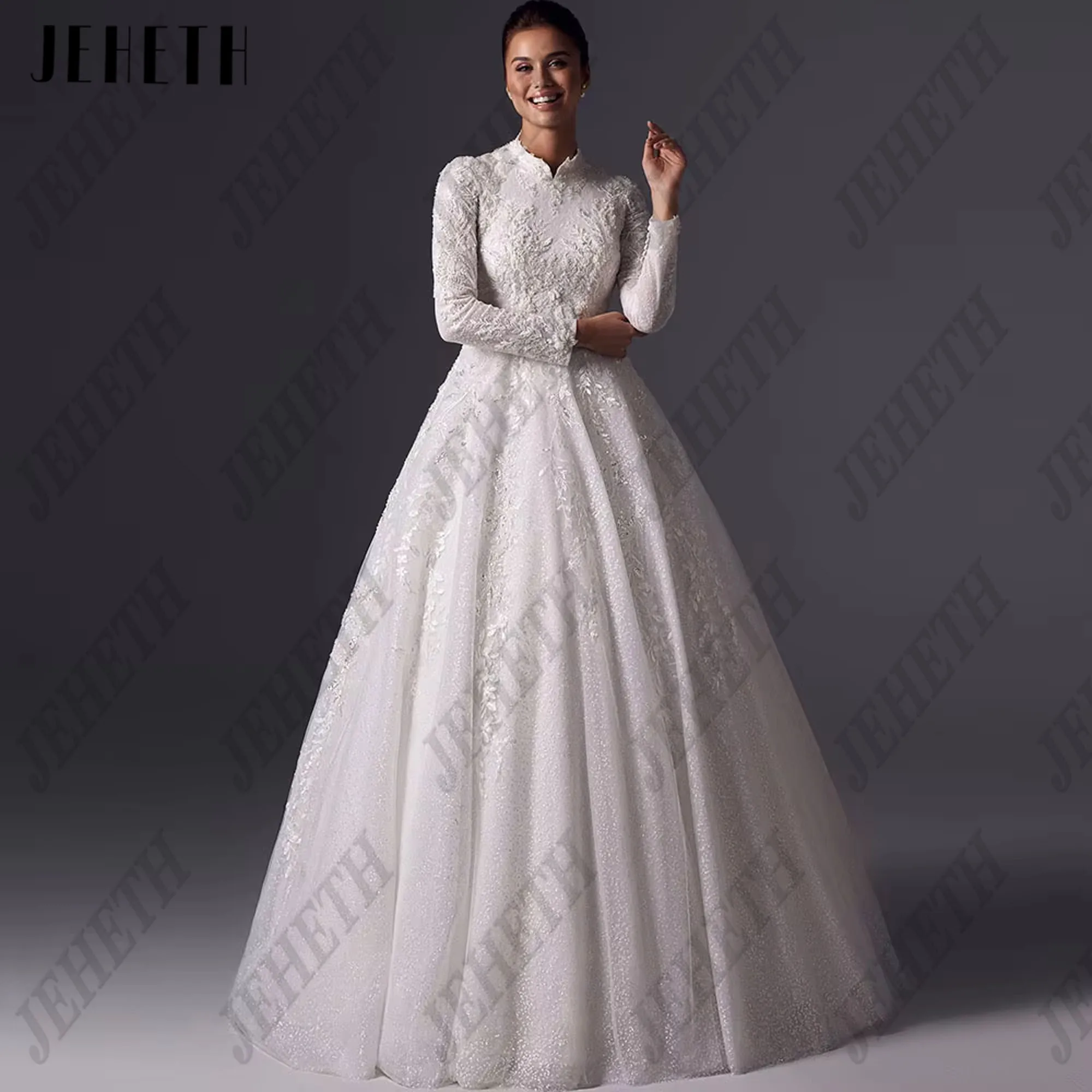 Jeheth мусульманское свадебное платье трапециевидной формы - Фотография_4