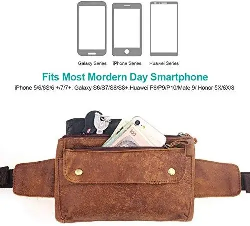 Унисекс коричневая поясная сумка из натуральной кожи - Фотография_2