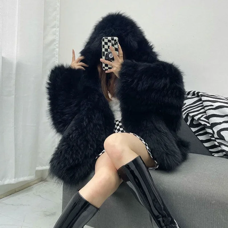 Роскошная куртка-бомбер из меха кролика рекс - Фотография_5