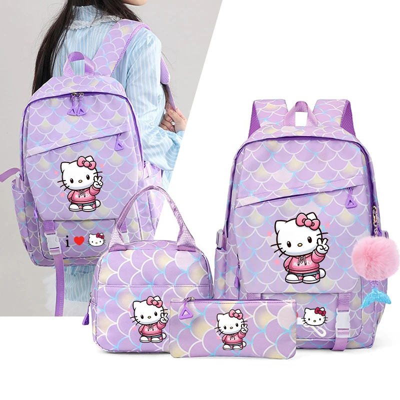 Детские рюкзаки hello kitty с рыбьей чешуей и подвеской в виде русалки