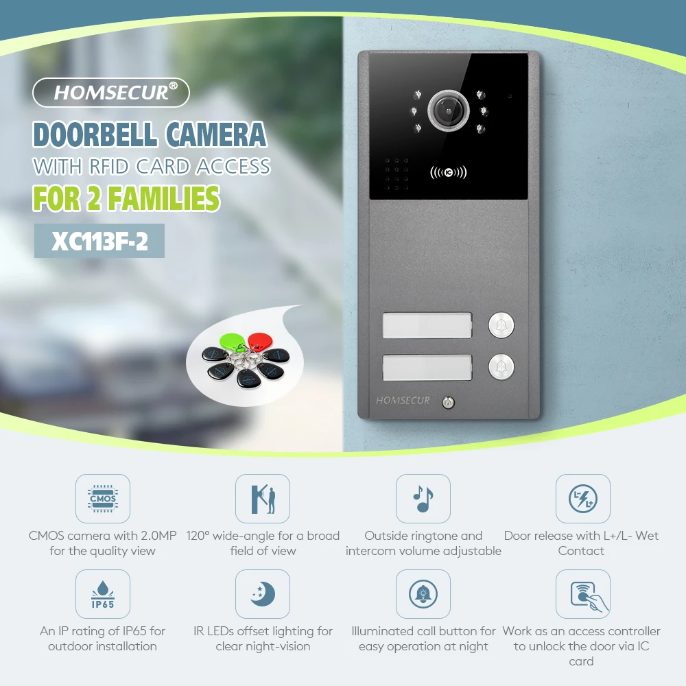 4-проводной xc113f-2 hd уличный дверной звонок камера ip65 + 5 шт. ic 13
