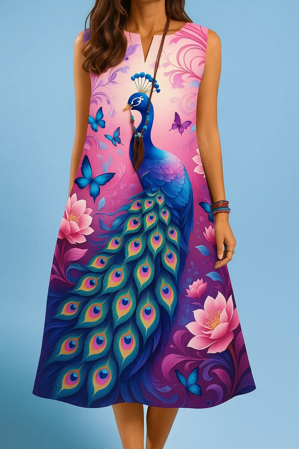 Женское модное и элегантное прямое платье с длинными рукавами - Фотография_3