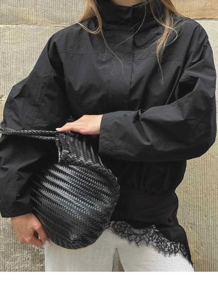 Повседневная закрытая однотонная куртка с завязками на талии - Фотография_4