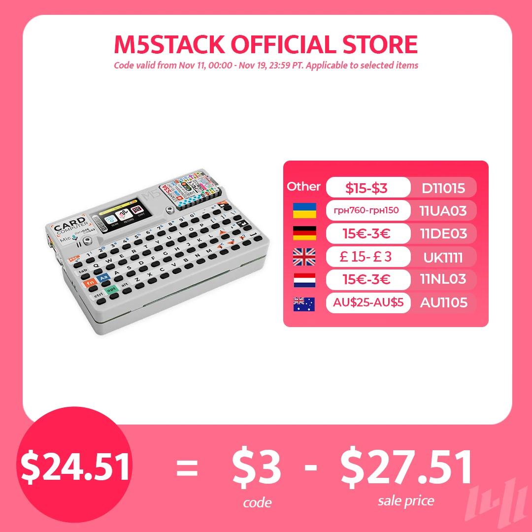 Официальный cardputer m55stack v1.1 с платой m5stamps3a esp32-s3