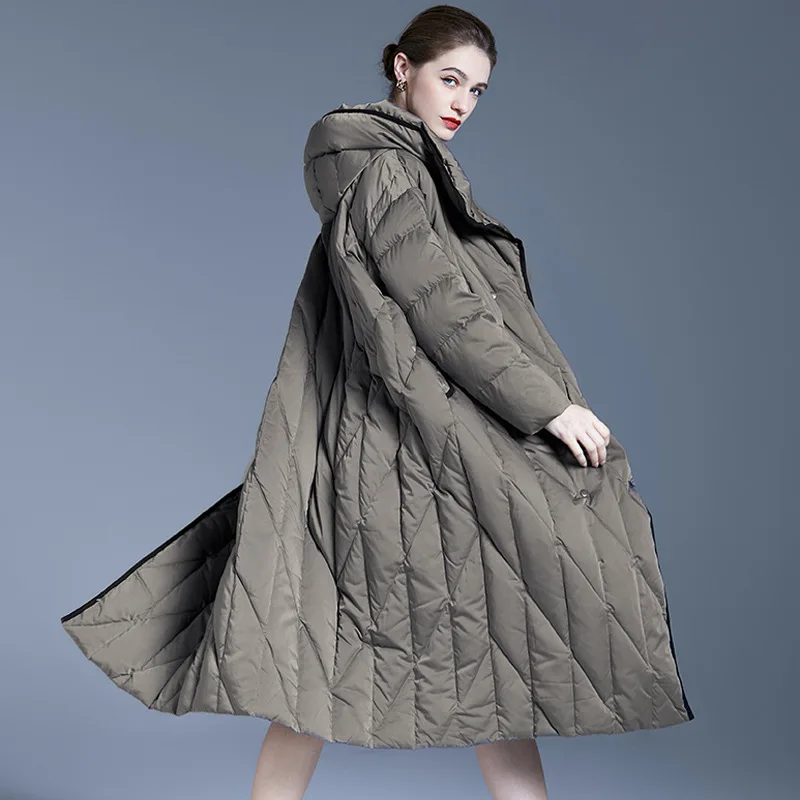 Модный женский новый длинный пуховик большого размера - Фотография_2