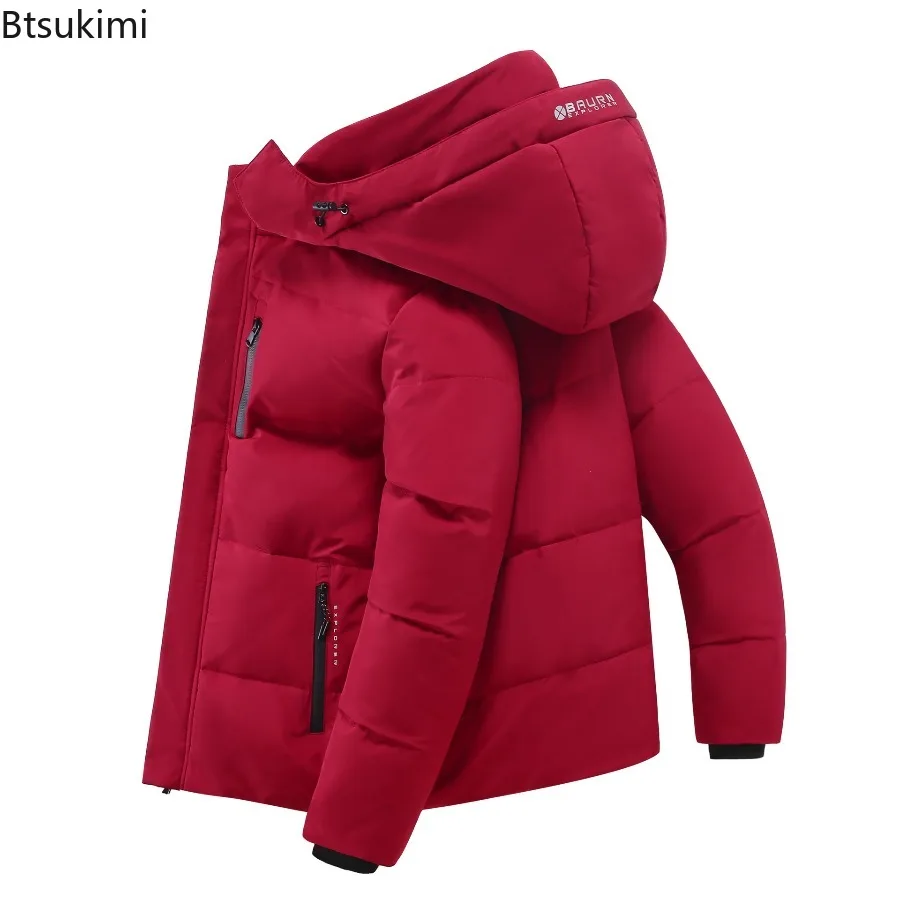 Мужские черные повседневные куртки-пуховики с капюшоном - Фотография_2