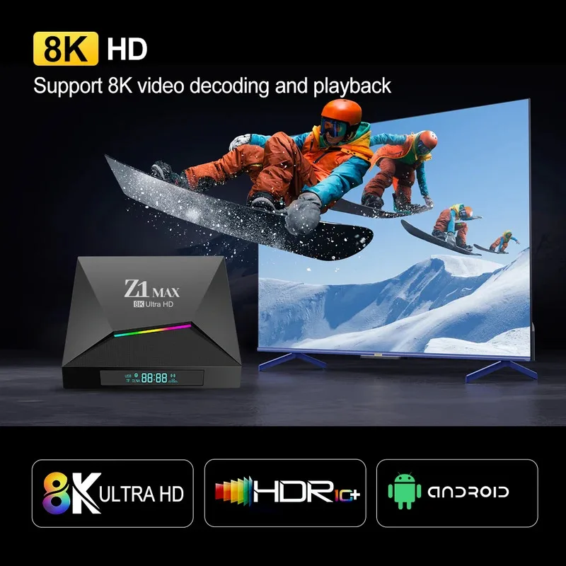 Android box 4g android 15 iptv z1 max tv box 4k 8k hd allwinner h618 bt 5 - Фотография_2