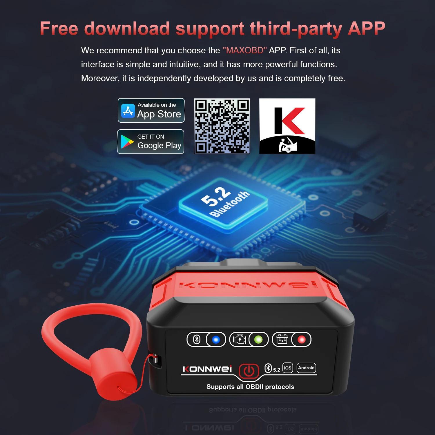 Konnwei kw906 elm327 v1.5 obd2 сканеры bluetooth 5 - Фотография_2