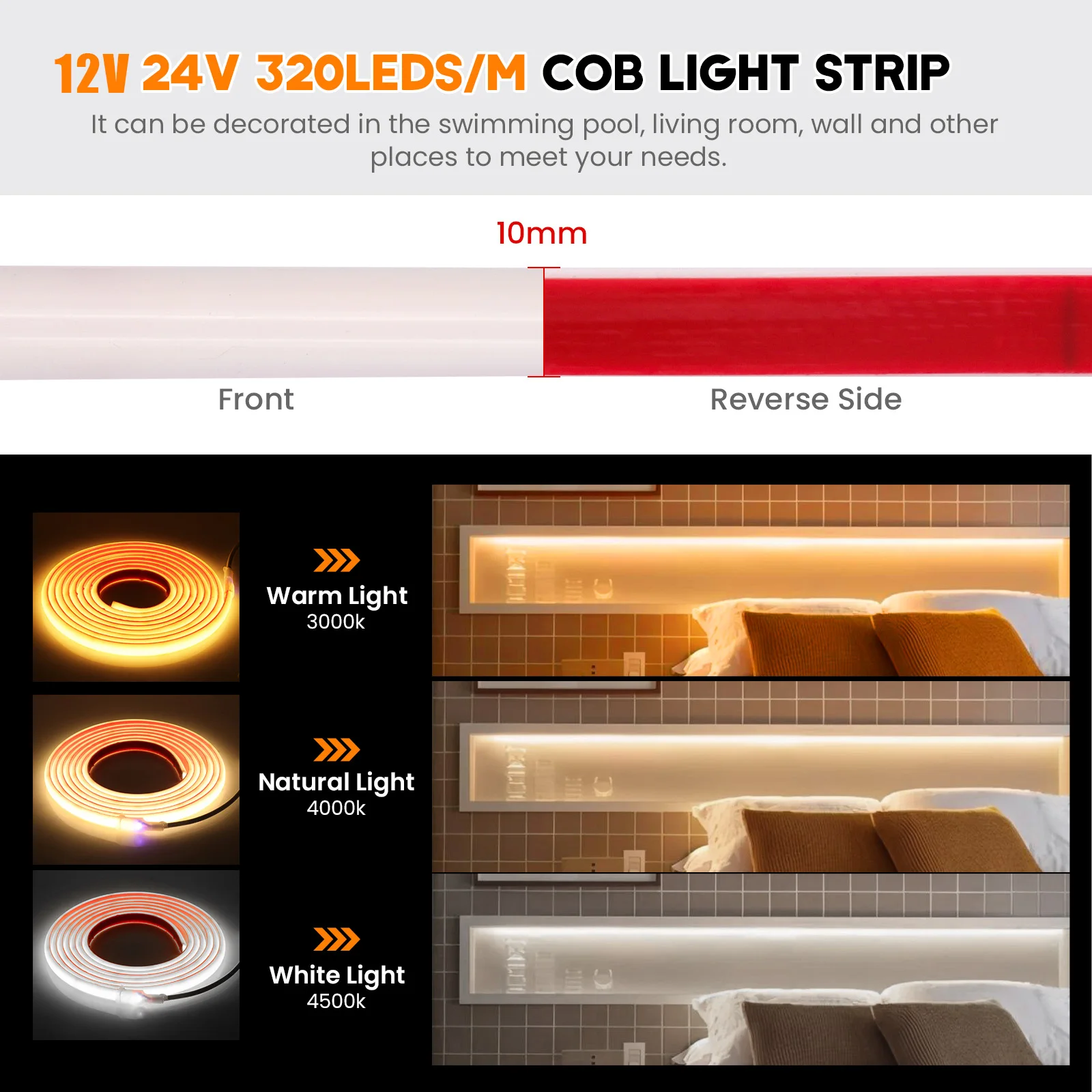 Светодиодная лента cob 12 в 24 - Фотография_3
