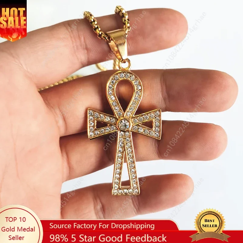 Ожерелье с подвеской в виде креста золотого цвета anka egypt