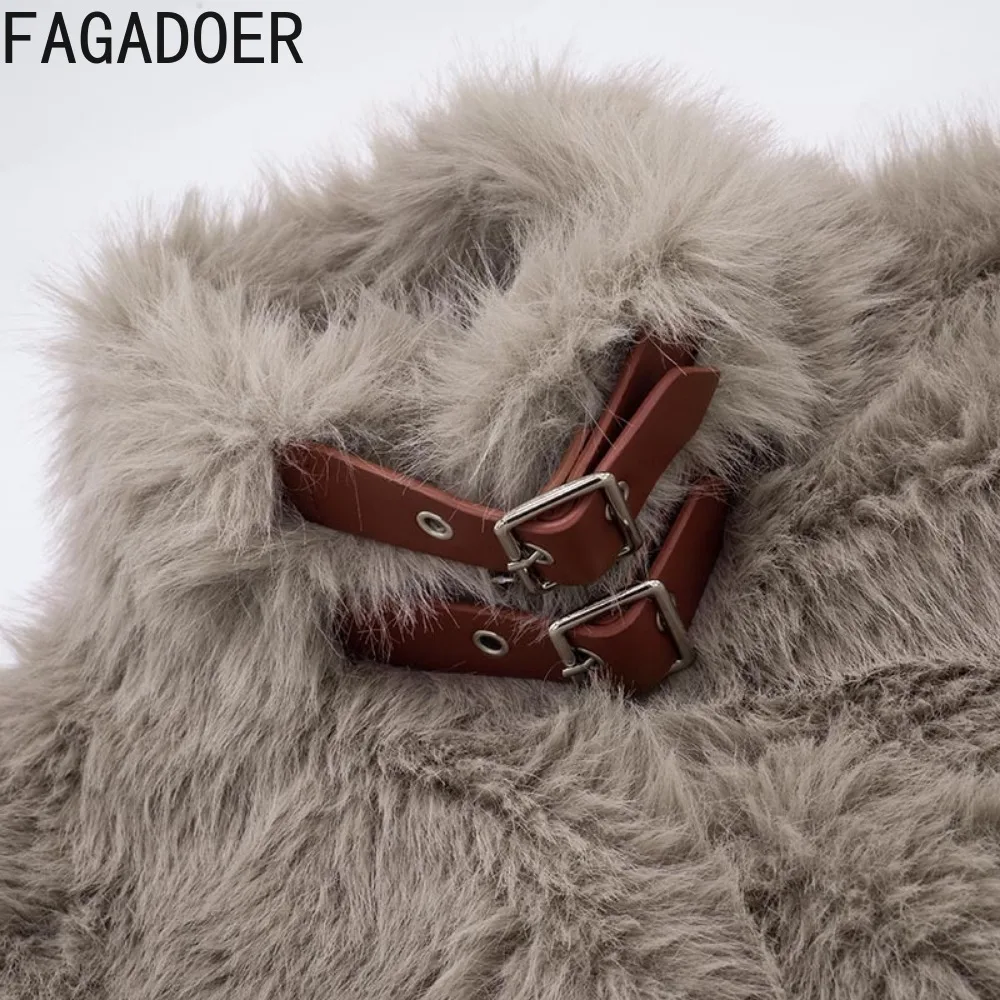 Fagadoer осенний новый модный меховой лоскутный жилет для женщин - Фотография_6