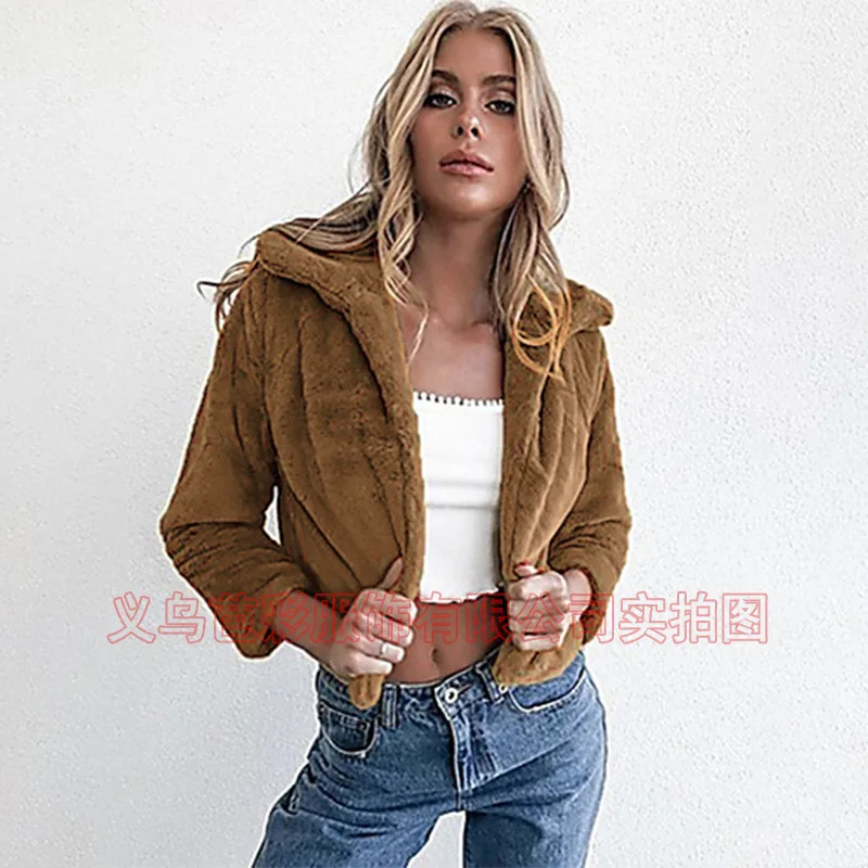 Amazon женская куртка из кроличьего меха с короткими лацканами - Фотография_2