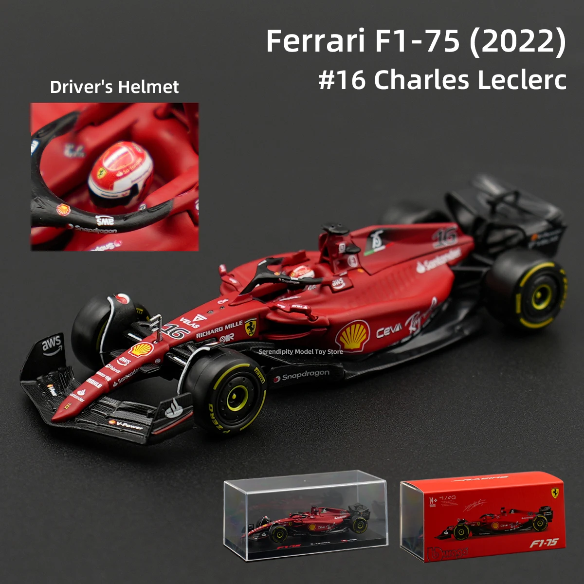 Модель автомобиля bburago ferrari 2022 f1-75 #16 f1 - Фотография_2